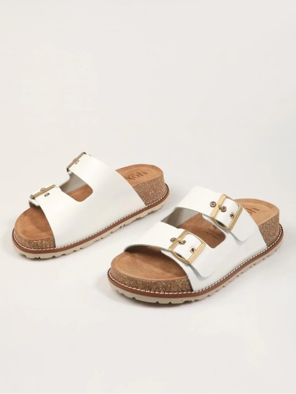 YOKONO Made In Spain Leather Two Band Flatform Footbed Sandals With Buckles 9.5
